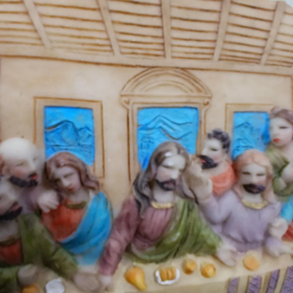 Last Supper 3D Wall Plaque Scroll Style Resin Christian Religious Decor Art‎